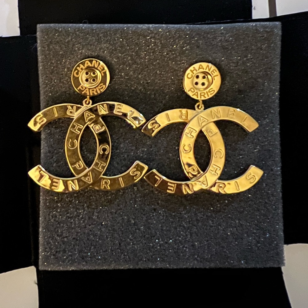 Chanel Button Drop Earrings